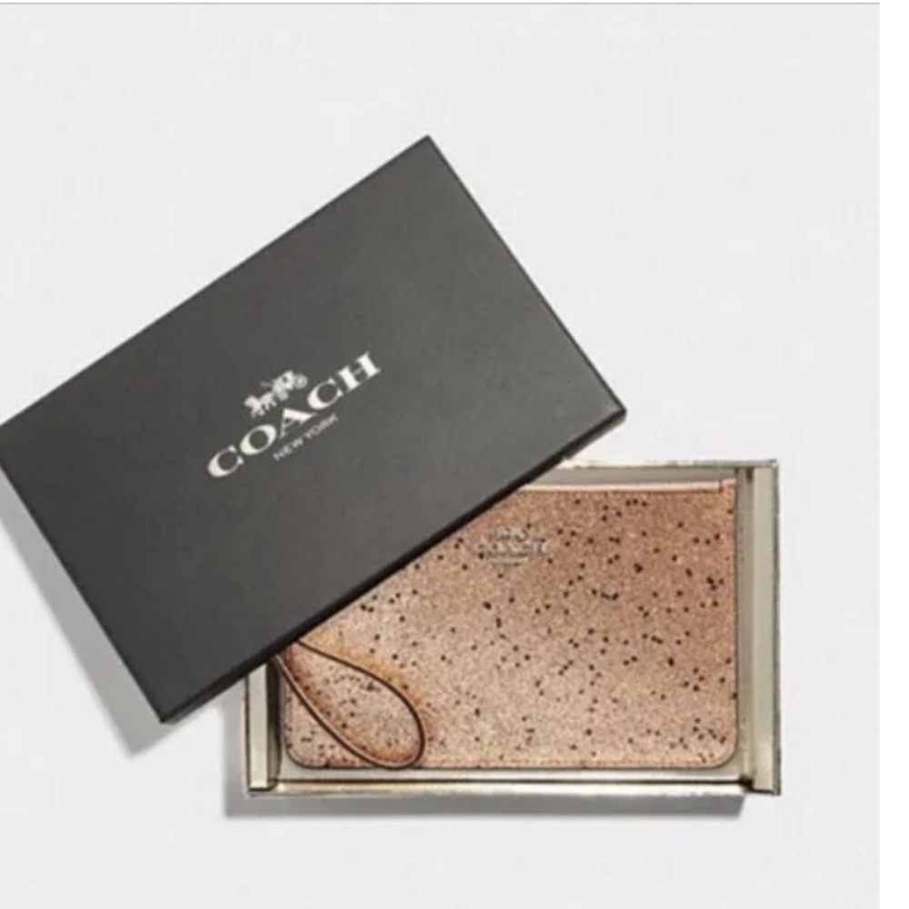 Coach Small Wristlet With Star Glitter In A Box. NEW.